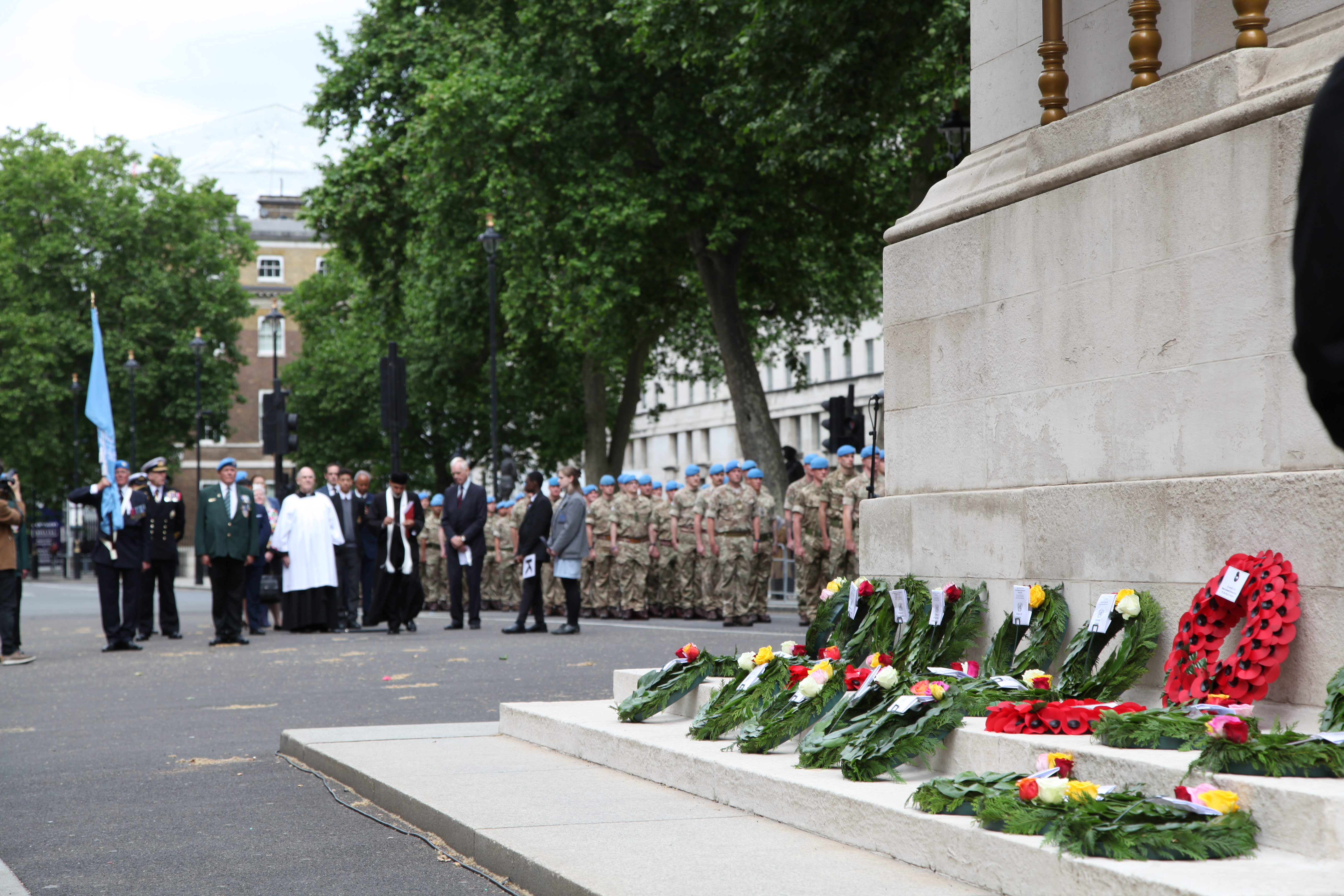 Wreath-laying ceremony at the Cenotaph to mark UN Peacekeepers Day.