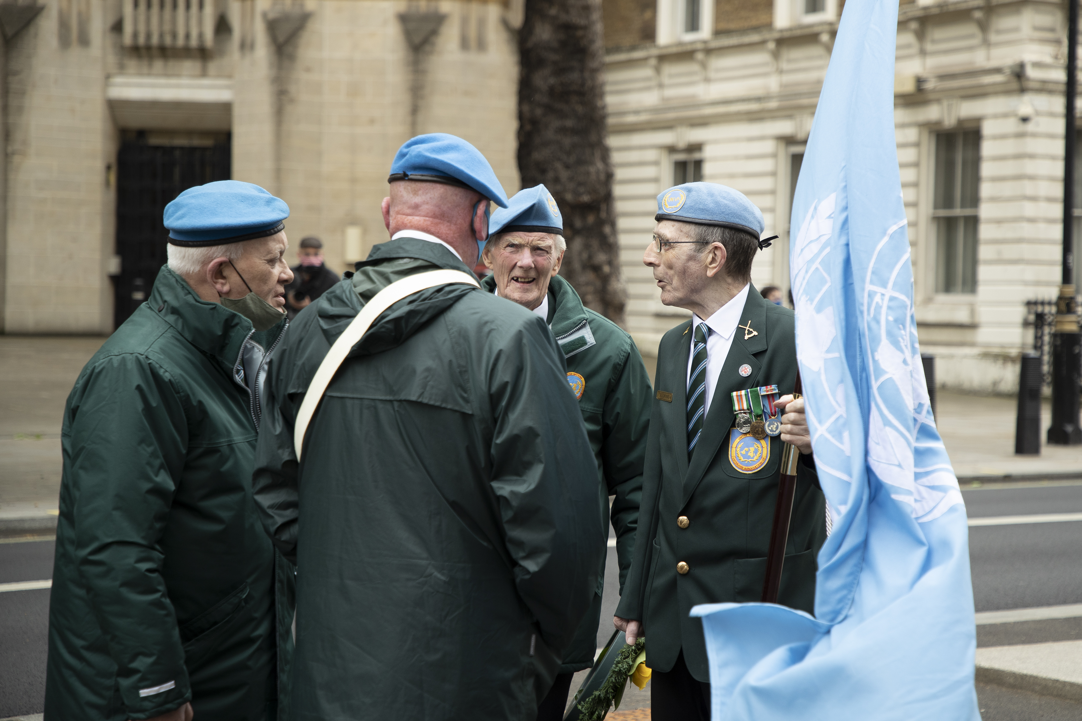 Irish Veterans hold the UN flag