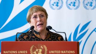 Michelle Bachelet, United Nations High Commissioner for Human Rights, briefs reporters on the opening of the 50th regular session of the Human Rights Council (13 June – 8 July 2022).