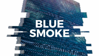 An abstract image of the UN Headquarters in New York, with the text: Blue Smoke