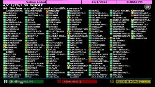 digital results of the UN GA vote to create a new scientific body to look at the effects of nuclear war 